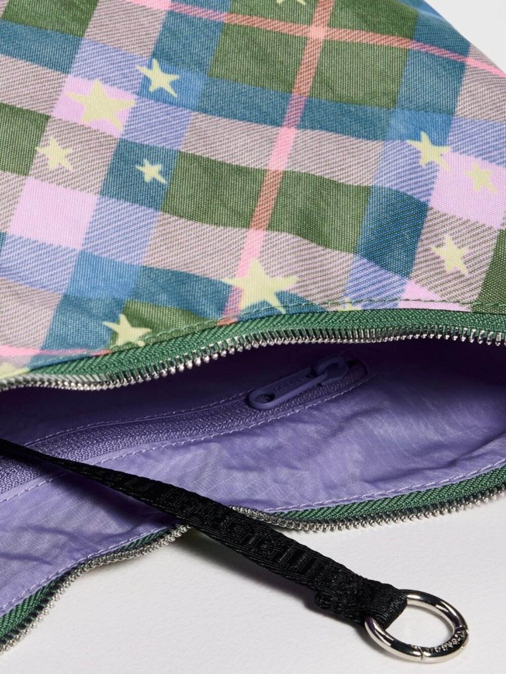 NWT Baggu Medium Crescent Bag - Green Star Plaid - Picture 8 of 8